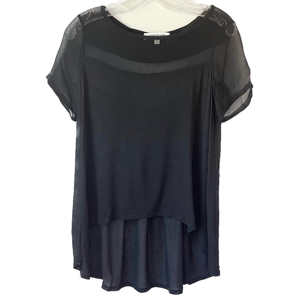 Elizabeth and James Flowy Black Sheer Blouse - Picture 1 of 9